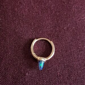 Maria Tash 14k Rose Gold Hoop Earring with  Spike Black Opal